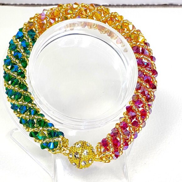 Multi Color Fall Crystal Bracelet Beaded Bracelet - Picture 8 of 11